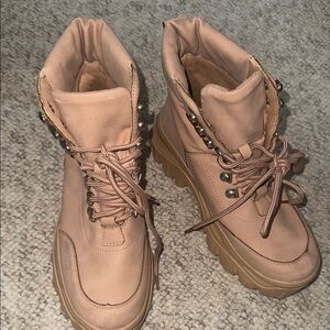 Public Desire Tan Lace-Up Boots